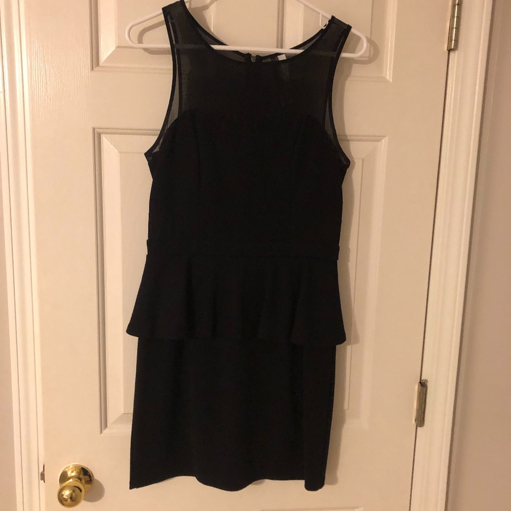 Kensie Black Peplum Dress, Size Medium